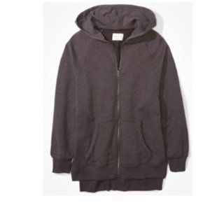 AE Fleece Oversized Zip Up Hoodie Size Extra Small/Small Washed Black